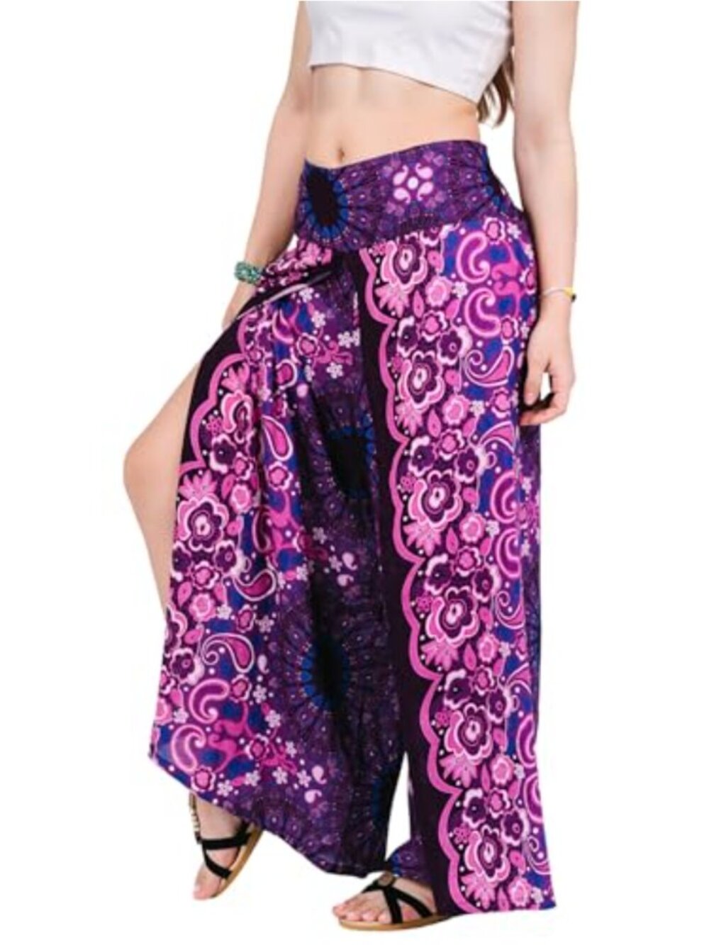 High Waist Harem Pants Bohemian Split Leg Lounge Yoga